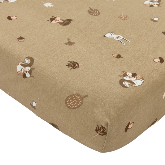 Meyco Spannbettlaken jersey print Forest Animals Sand
