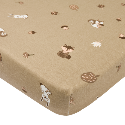Meyco Spannbettlaken jersey print Forest Animals Sand