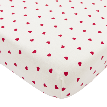Meyco Spannbettlaken jersey print Sweet Heart White/Red