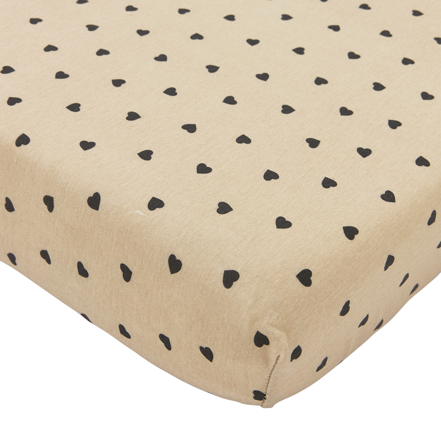 Meyco Spannbettlaken jersey print Sweet Heart Soft Sand/Black