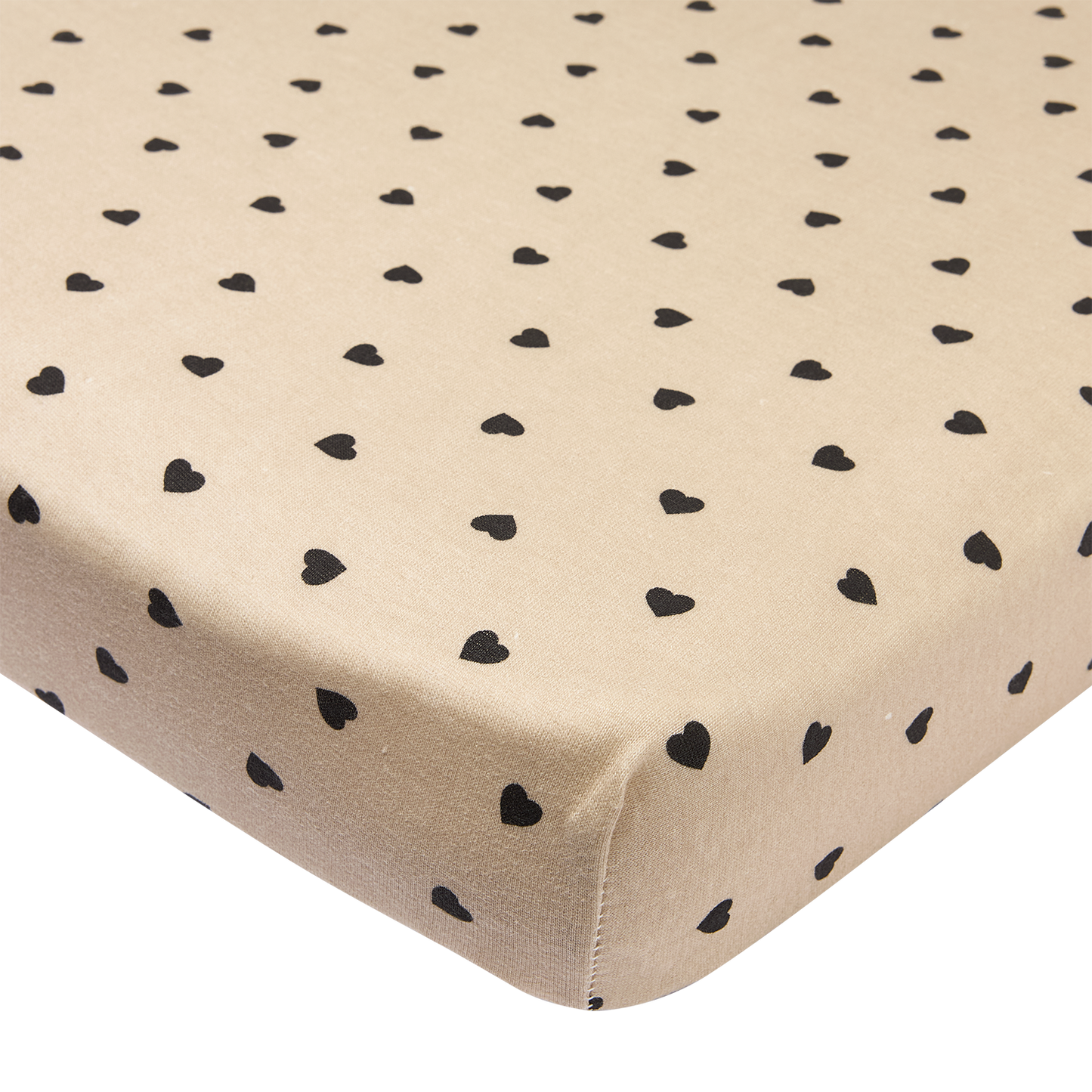 Meyco Spannbettlaken jersey print Sweet Heart Soft Sand/Black