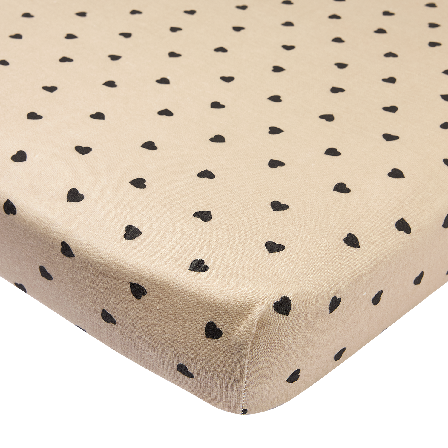 Meyco Spannbettlaken jersey print Sweet Heart Soft Sand/Black