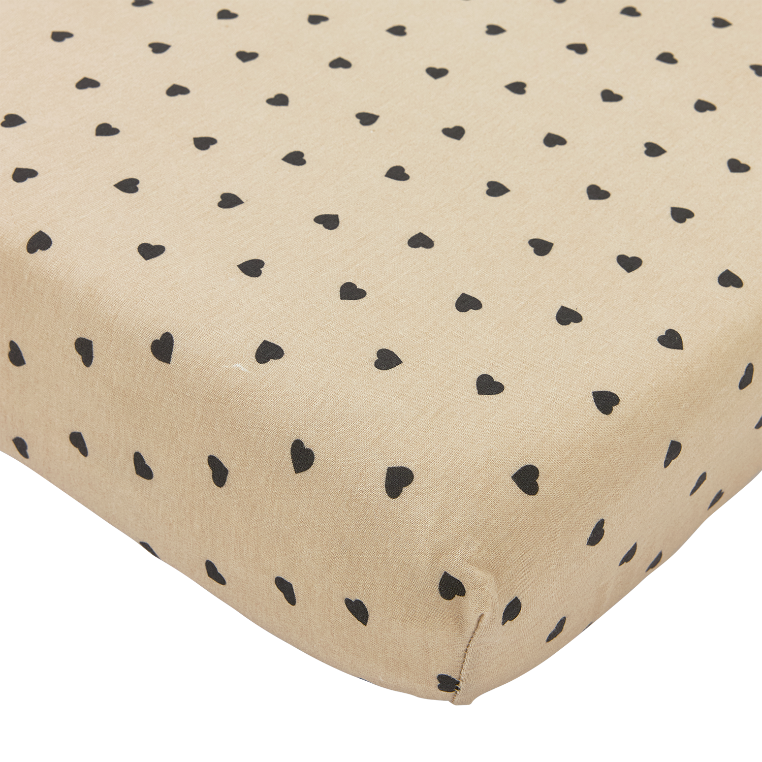 Meyco Spannbettlaken jersey print Sweet Heart Soft Sand/Black