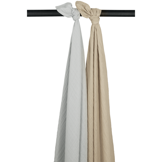 Meyco Musselinwindeln vorgewaschen musselin - Light Grey/Sand Light Grey/Sand Studio