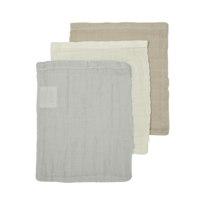 Meyco Musselinwindeln vorgewaschen musselin - Offwhite/Light Grey/Sand Offwhite/Light Grey/Sand