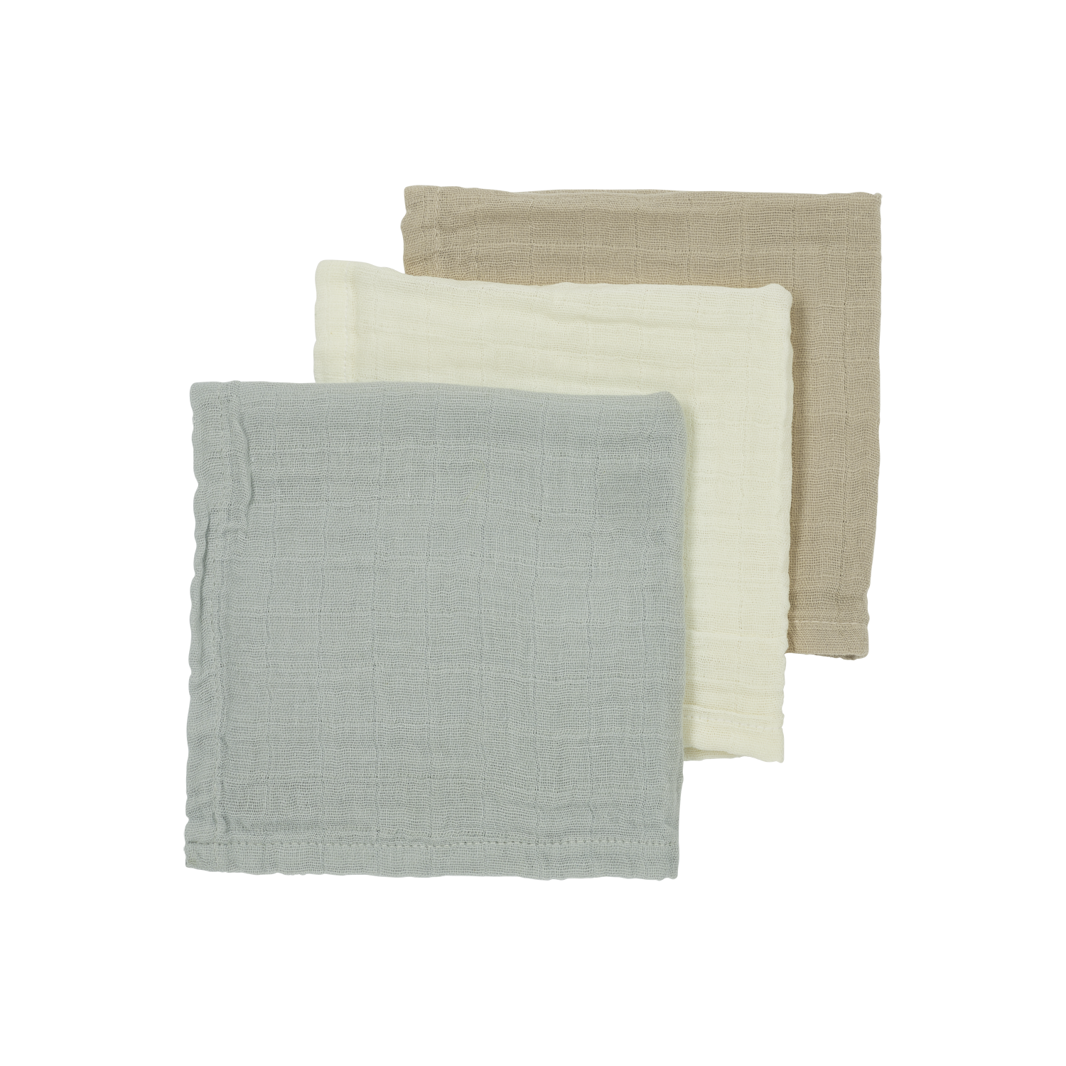 Meyco Musselinwindeln vorgewaschen musselin - Offwhite/Light Grey/Sand Offwhite/Light Grey/Sand