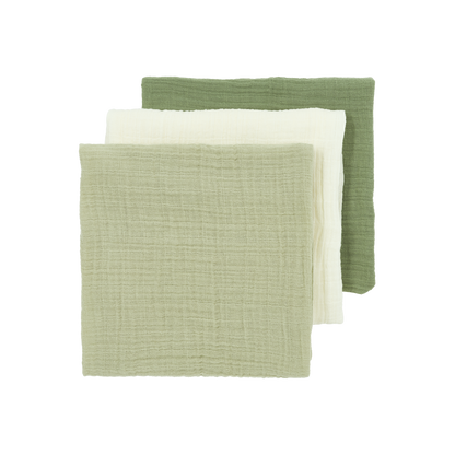 Meyco Musselinwindeln vorgewaschen musselin - Natural/Soft Olive/Olive Green Natural/Soft Olive/Olive Green