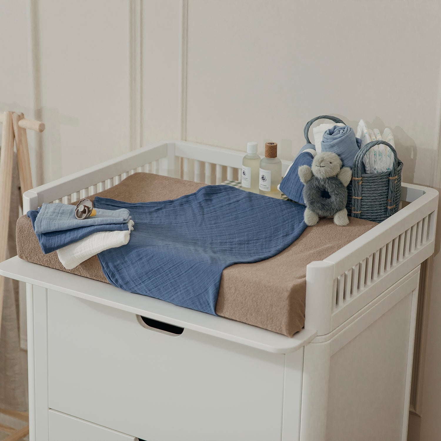 Meyco Musselinwindeln vorgewaschen musselin - Natural/jeans blue/indigo Natural/jeans blue/indigo