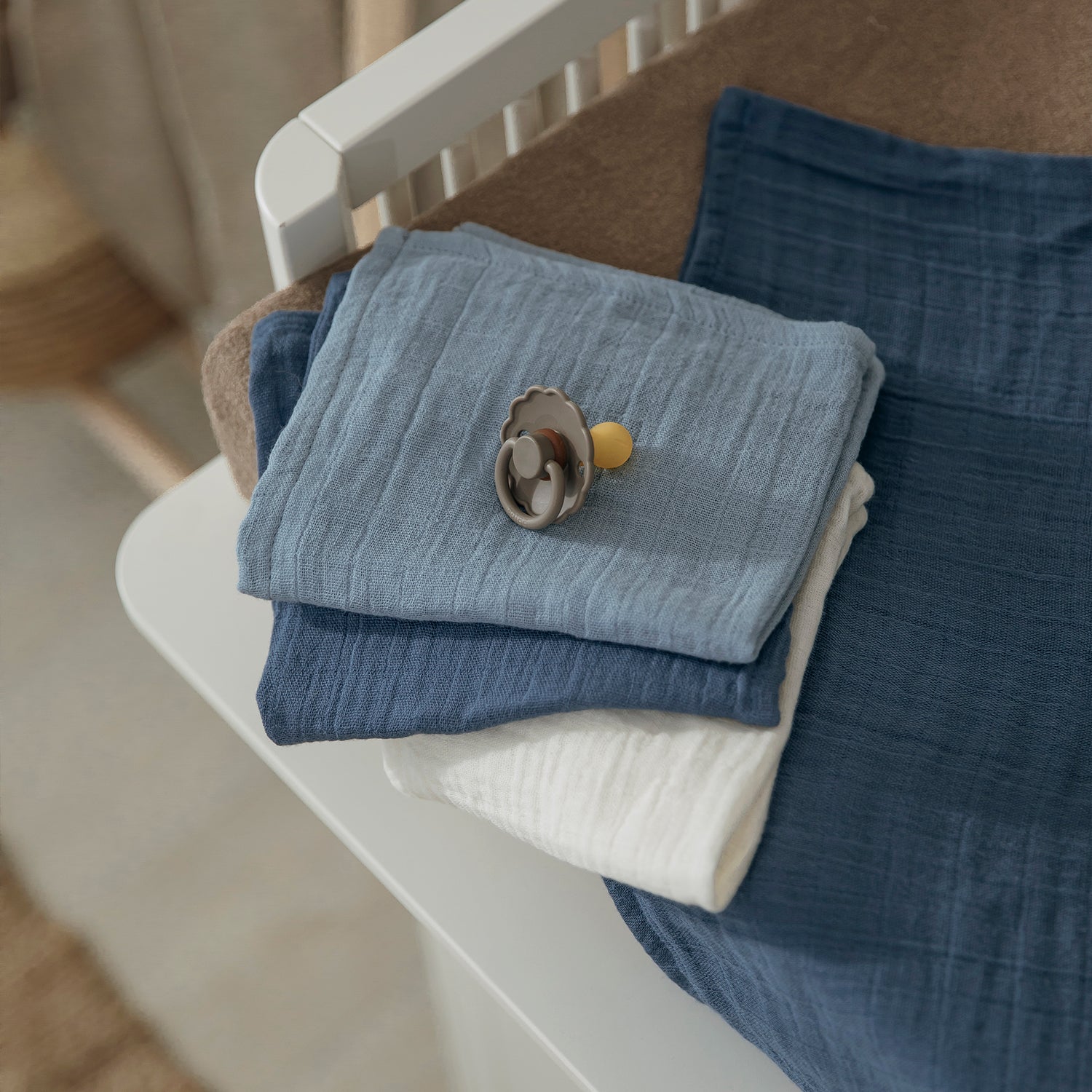 Meyco Musselinwindeln vorgewaschen musselin - Natural/jeans blue/indigo Natural/jeans blue/indigo