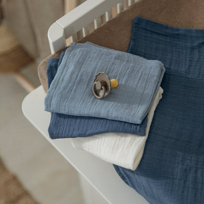 Meyco Musselinwindeln vorgewaschen musselin - Natural/jeans blue/indigo Natural/jeans blue/indigo