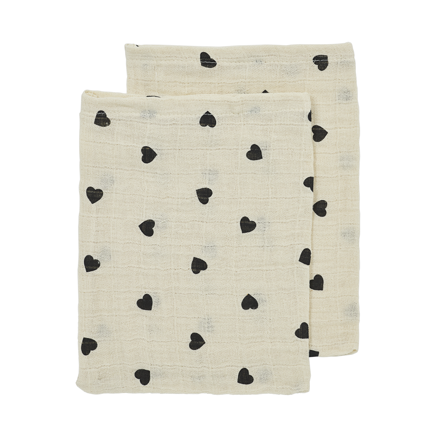Meyco Musselinwindeln vorgewaschen musselin - Sweet Heart Soft Sand/Black Sweet Heart Soft Sand/Black Studio