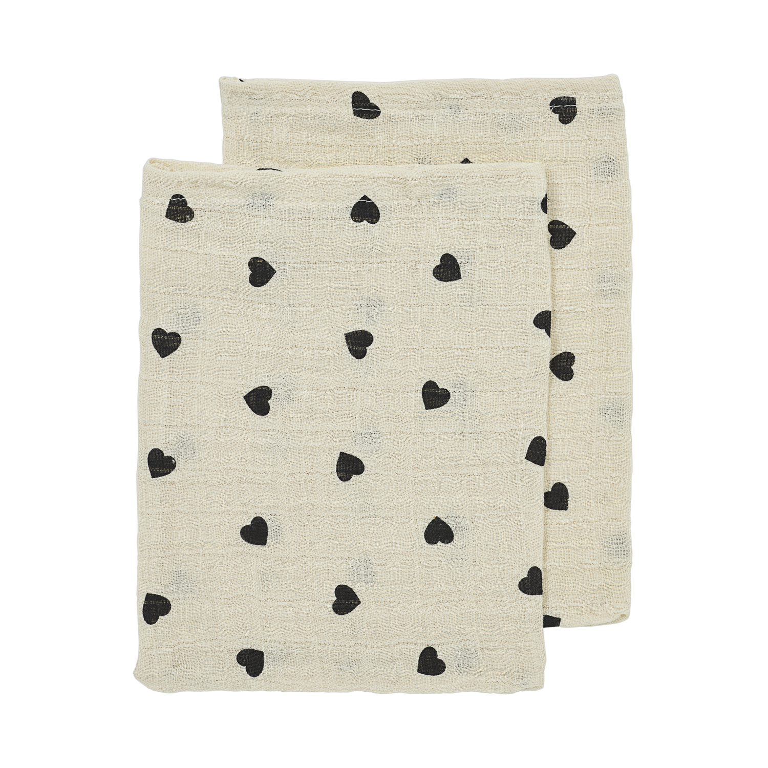 Meyco Musselinwindeln vorgewaschen musselin - Sweet Heart Soft Sand/Black Sweet Heart Soft Sand/Black Studio