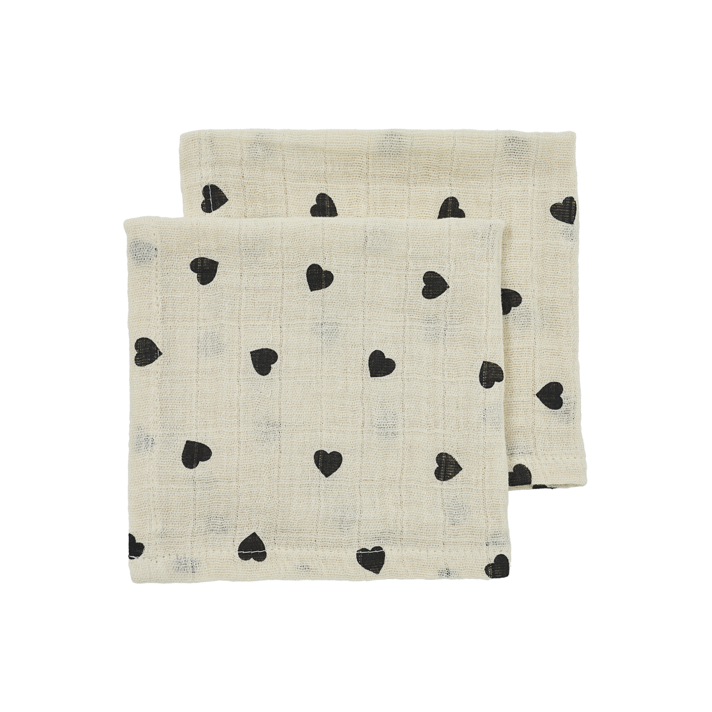 Meyco Musselinwindeln vorgewaschen musselin - Sweet Heart Soft Sand/Black Sweet Heart Soft Sand/Black