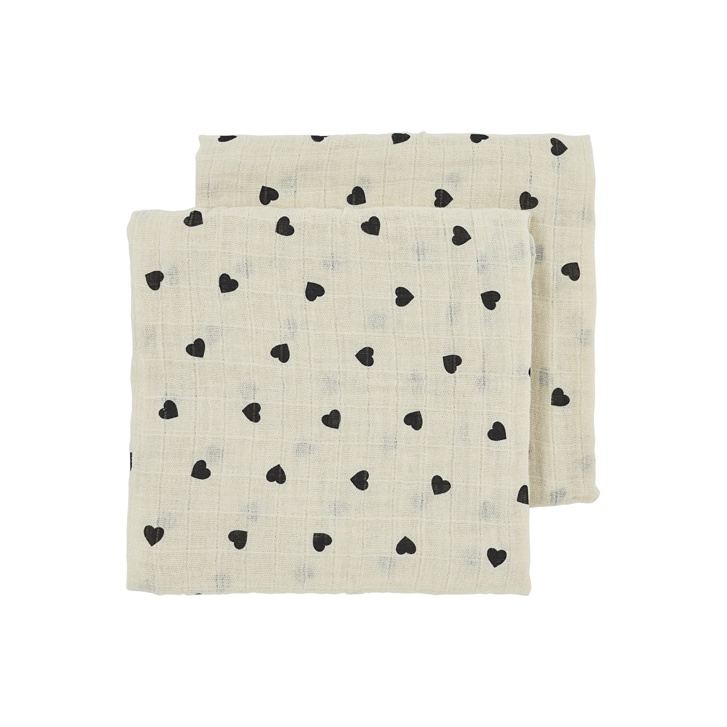 Meyco Musselinwindeln vorgewaschen musselin - Sweet Heart Soft Sand/Black Sweet Heart Soft Sand/Black