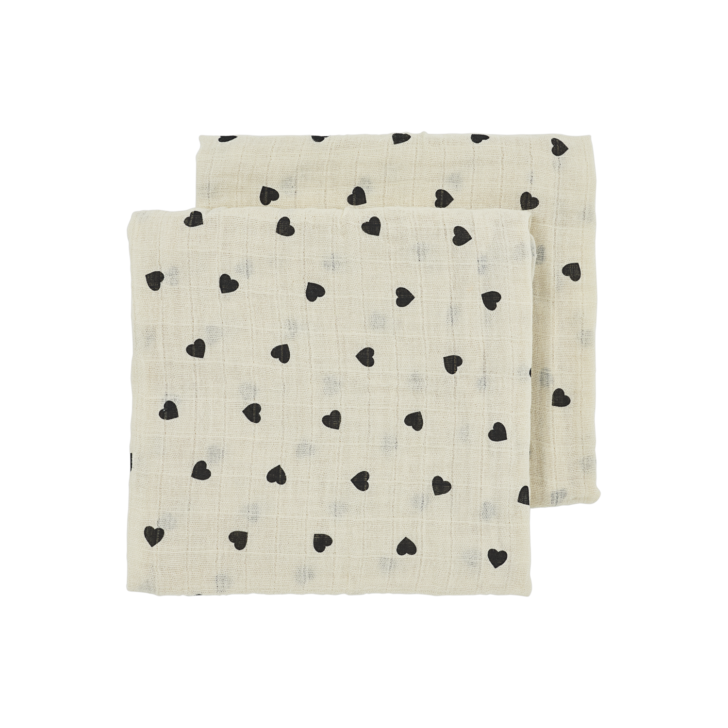 Meyco Musselinwindeln vorgewaschen musselin - Sweet Heart Soft Sand/Black Sweet Heart Soft Sand/Black