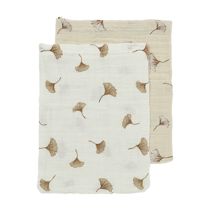 Meyco Musselinwindeln vorgewaschen musselin - Ginkgo Offwhite/Soft sand Ginkgo Offwhite/Soft sand
