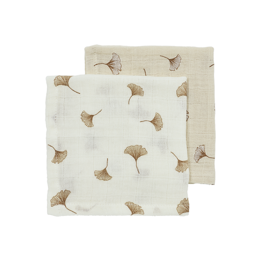 Meyco Musselinwindeln vorgewaschen musselin - Ginkgo Offwhite/Soft sand Ginkgo Offwhite/Soft sand