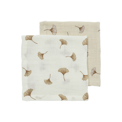 Meyco Musselinwindeln vorgewaschen musselin - Ginkgo Offwhite/Soft sand Ginkgo Offwhite/Soft sand