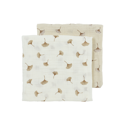 Meyco Musselinwindeln vorgewaschen musselin - Ginkgo Offwhite/Soft sand Ginkgo Offwhite/Soft sand