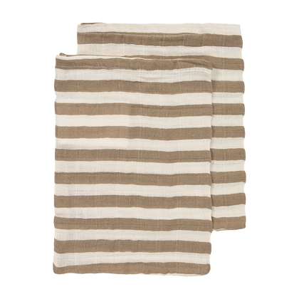 Meyco Musselinwindeln vorgewaschen musselin - Fat Stripe Taupe Fat Stripe Taupe