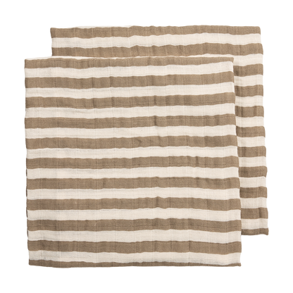 Meyco Musselinwindeln vorgewaschen musselin - Fat Stripe Taupe Fat Stripe Taupe