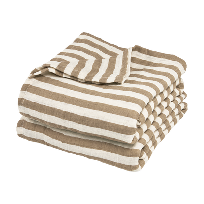 Meyco Musselinwindeln vorgewaschen musselin - Fat Stripe Taupe Fat Stripe Taupe