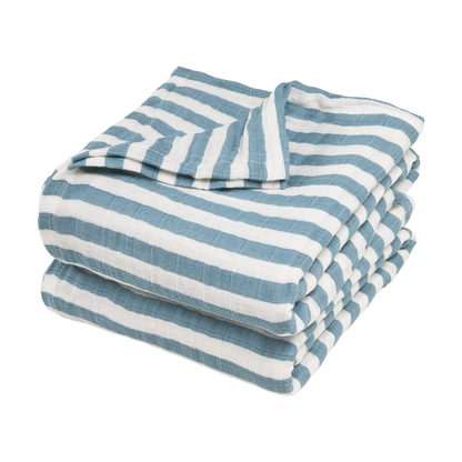 Meyco Musselinwindeln vorgewaschen musselin - Fat Stripe Jeans Blue Fat Stripe Jeans Blue
