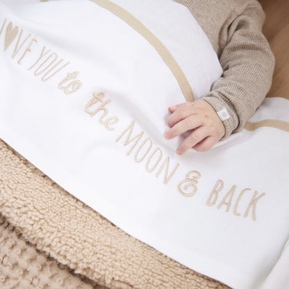 Meyco Bettlaken Gestickt Love you to the moon & back Sand