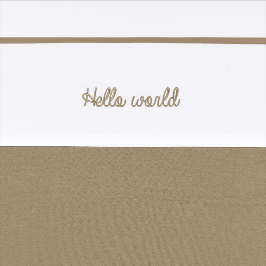 Meyco Bettlaken Gestickt Hello World Taupe Studio