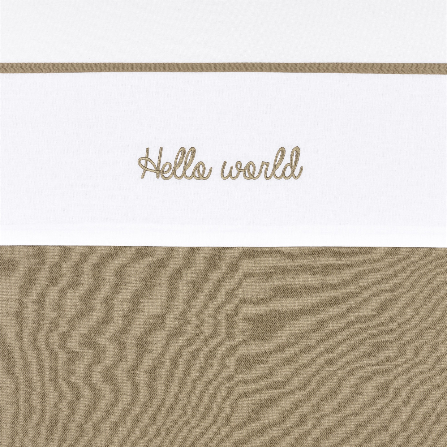 Meyco Bettlaken Gestickt Hello World Taupe Studio