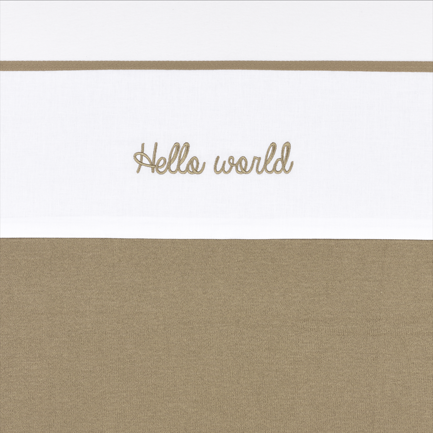 Meyco Bettlaken Gestickt Hello World Taupe Studio