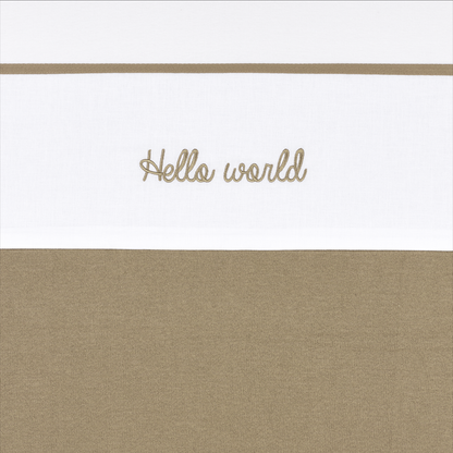Meyco Bettlaken Gestickt Hello World Taupe Studio