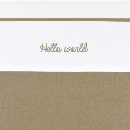 Meyco Bettlaken Gestickt Hello World Taupe