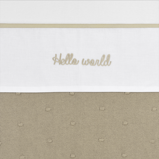 Meyco Bettlaken Gestickt Hello World Sand Studio