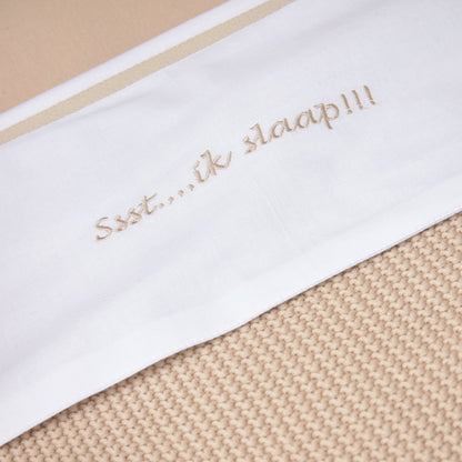 Meyco Bettlaken Gestickt Ssst…ik slaap!! Sand