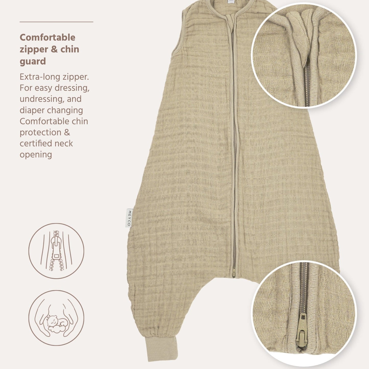 Meyco Schlafsack Jumper vorgewaschen musselin Sand
