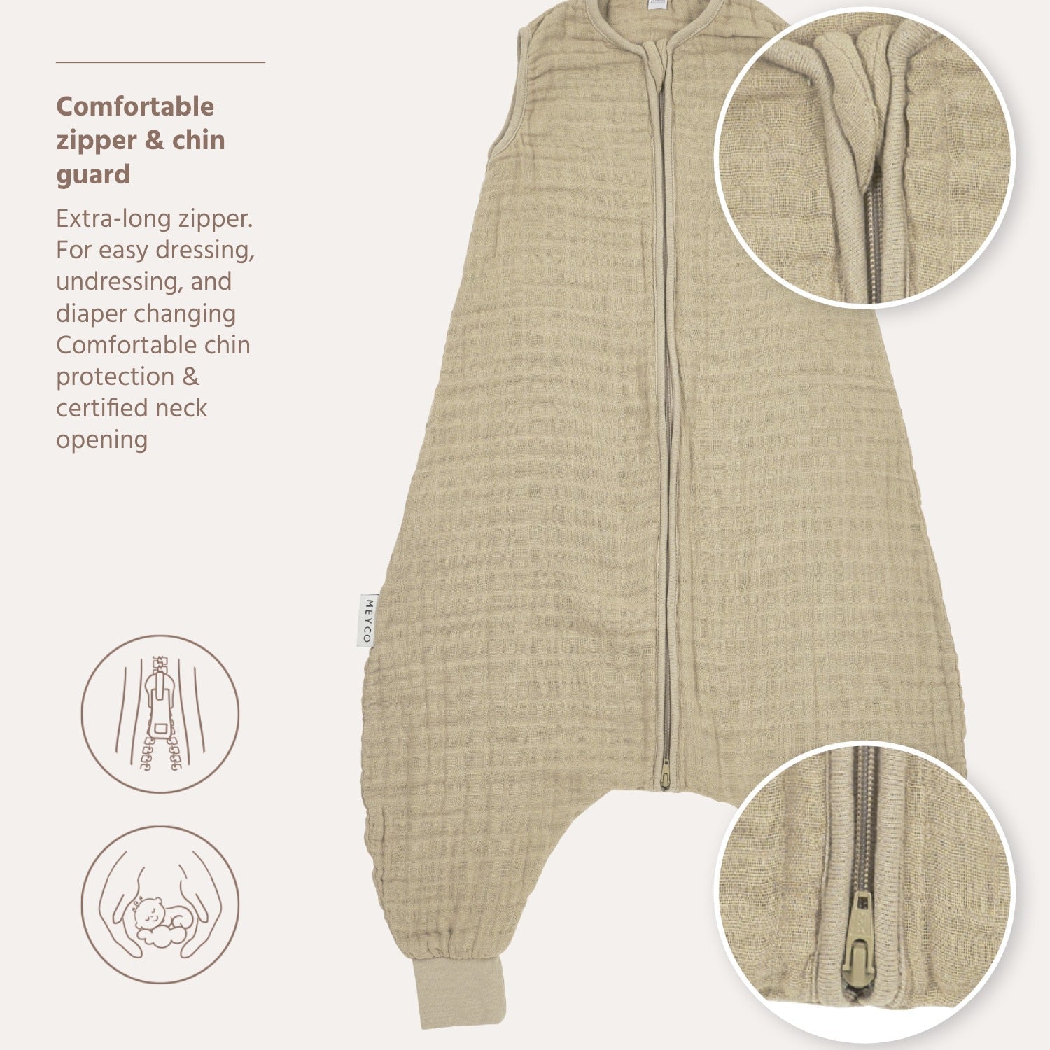 Meyco Schlafsack Jumper vorgewaschen musselin Sand