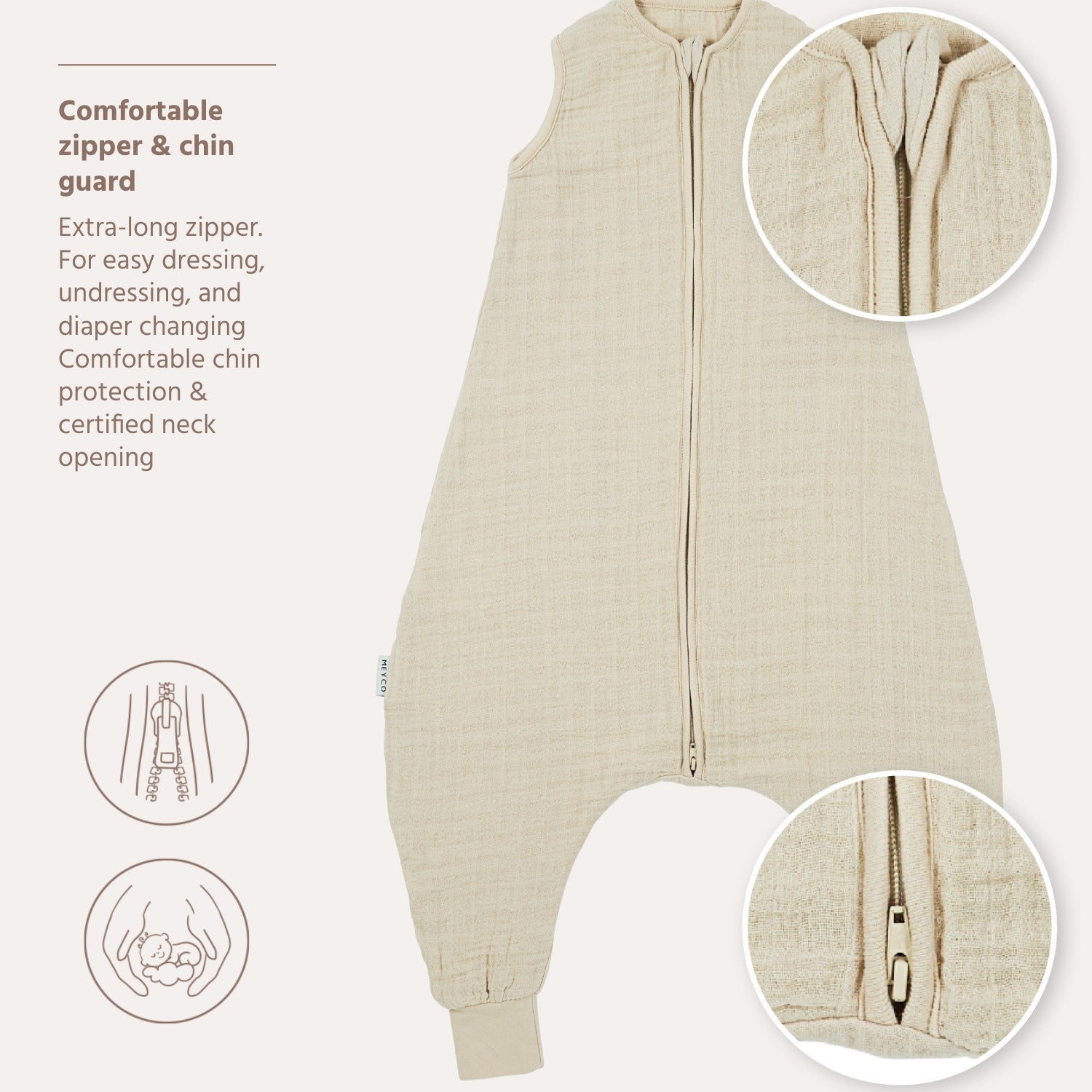 Meyco Schlafsack Jumper vorgewaschen musselin Soft sand