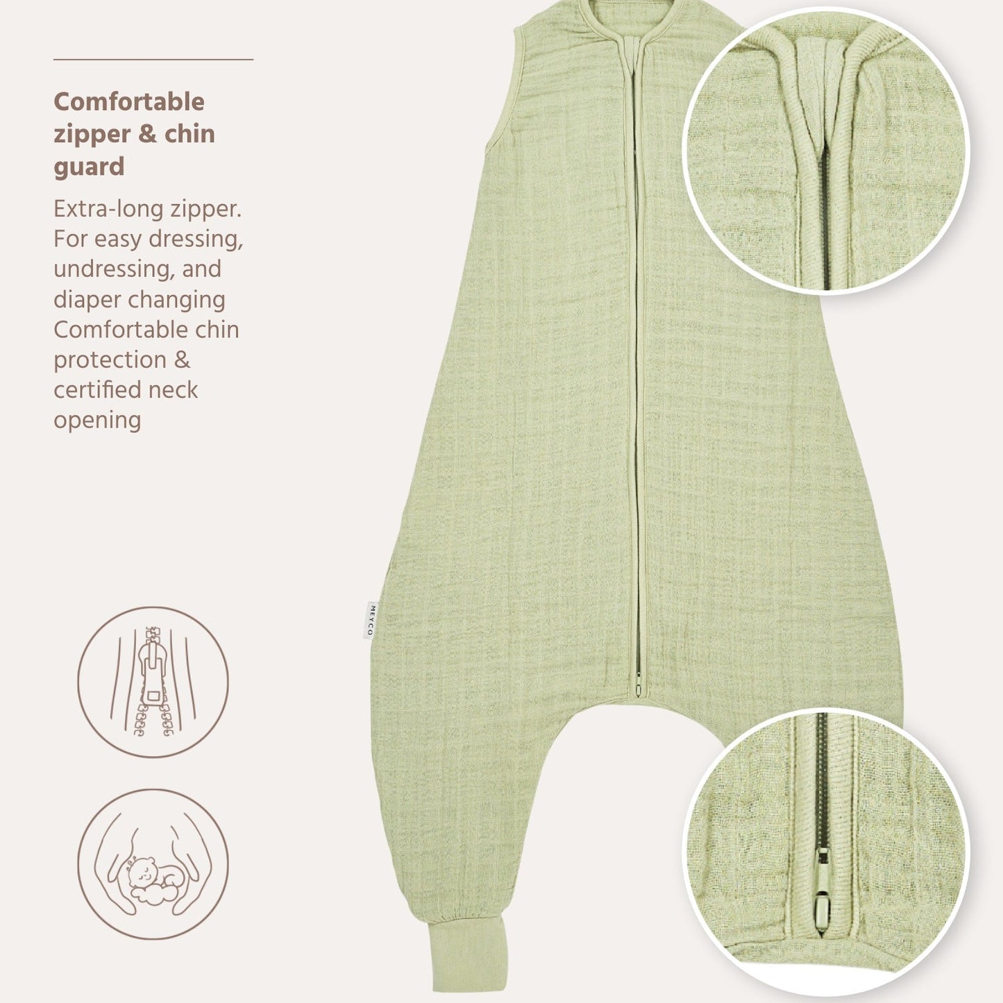 Meyco Schlafsack Jumper vorgewaschen musselin Soft Olive
