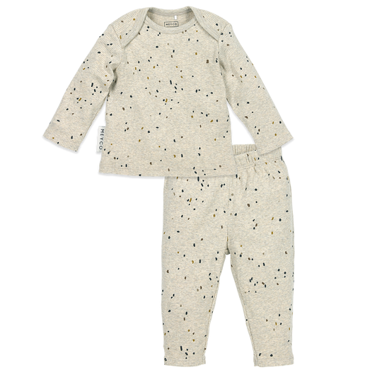 Meyco Baby-Pyjamas Rib Mini spot Sand Melange Studio