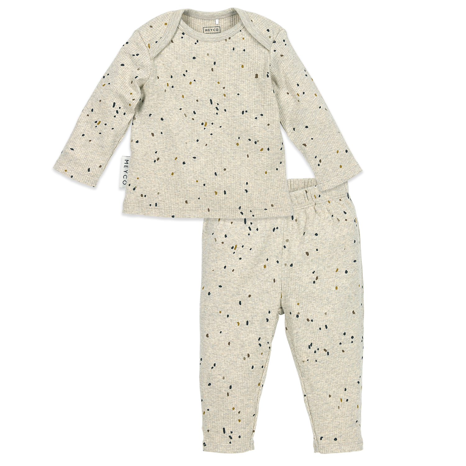 Meyco Baby-Pyjamas Rib Mini spot Sand Melange Studio