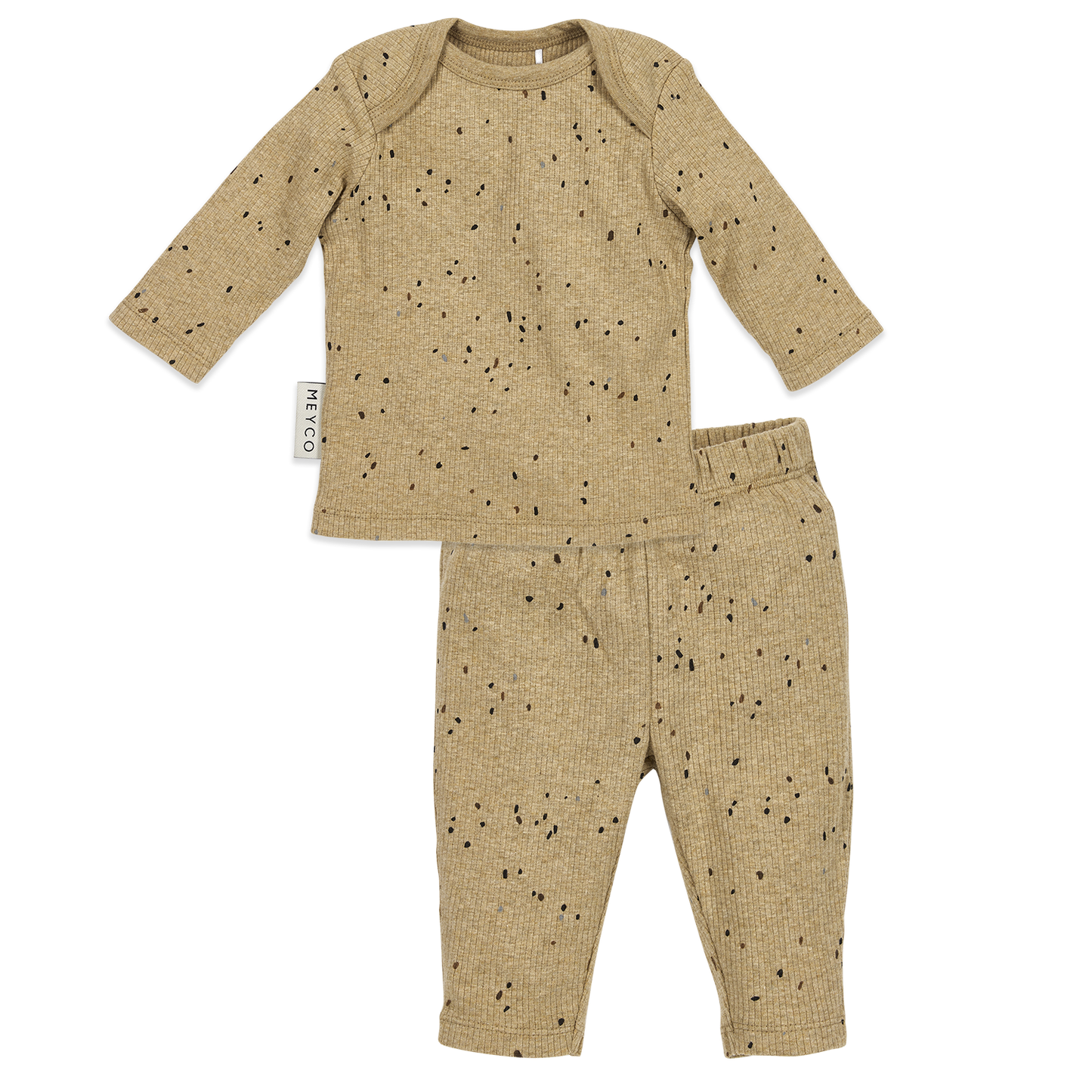 Meyco Baby-Pyjamas Rib Mini spot Toffee Melange Studio