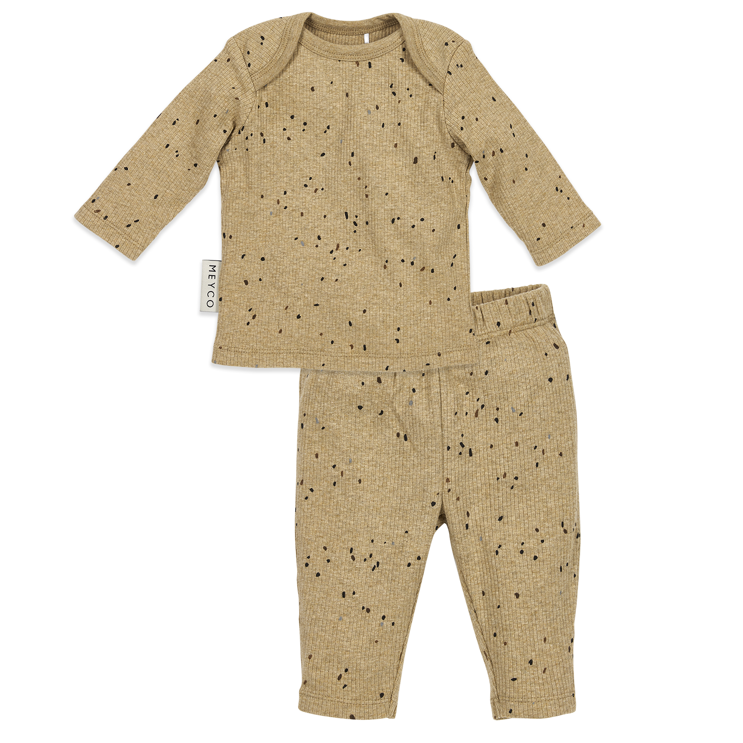 Meyco Baby-Pyjamas Rib Mini spot Toffee Melange Studio