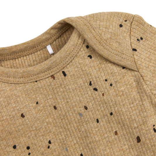 Meyco Baby-Pyjamas Rib Mini spot Toffee Melange