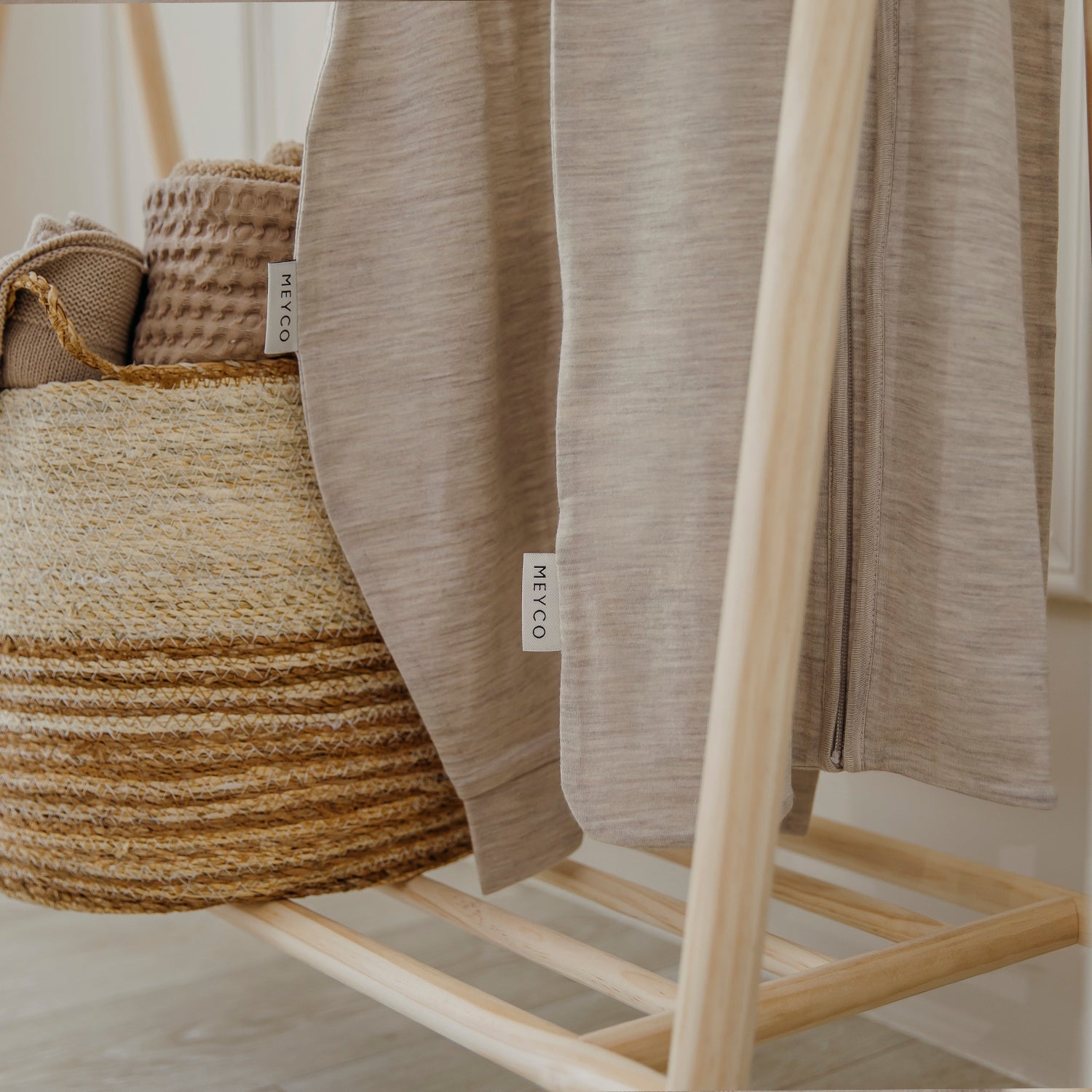 Meyco Schlafsack Jumper ohne Ärmel Merinowolle Sand Melange