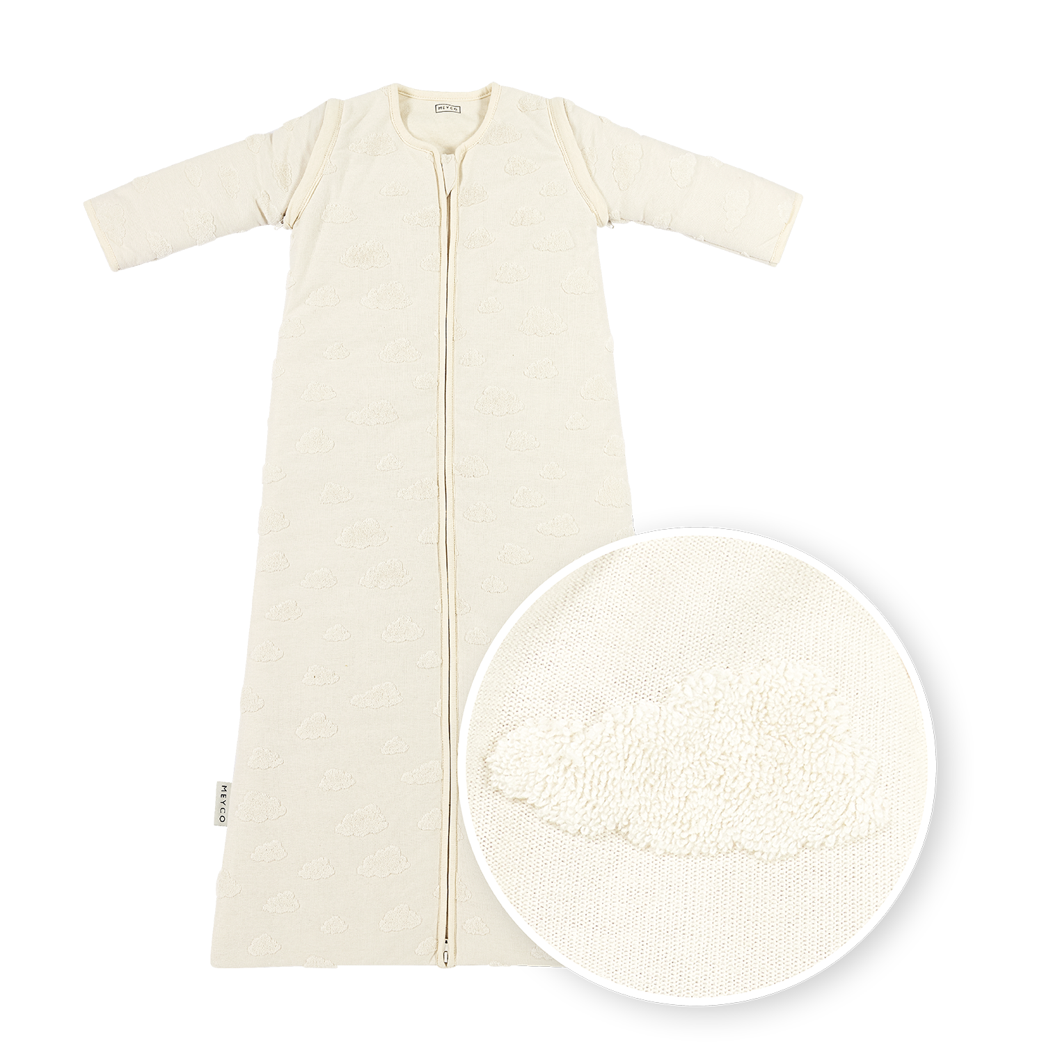 Meyco Schlafsack mit abnehmbaren Ärmeln jacquard frottee Clouds natural Studio