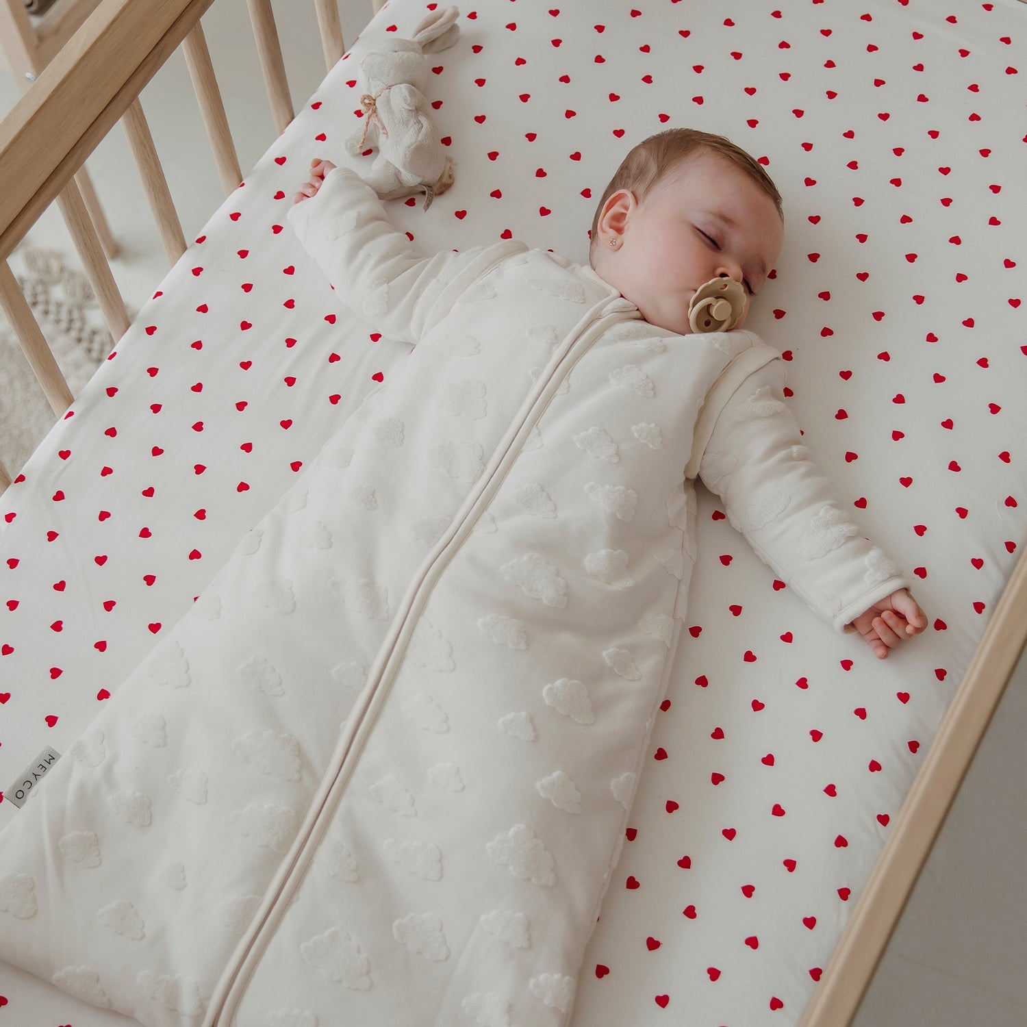 Meyco Schlafsack mit abnehmbaren Ärmeln jacquard frottee Clouds natural