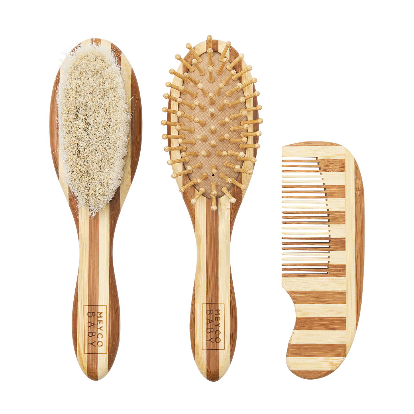 Meyco Friseurset Bambus 3-teilig Stripe Natural/Walnut Studio