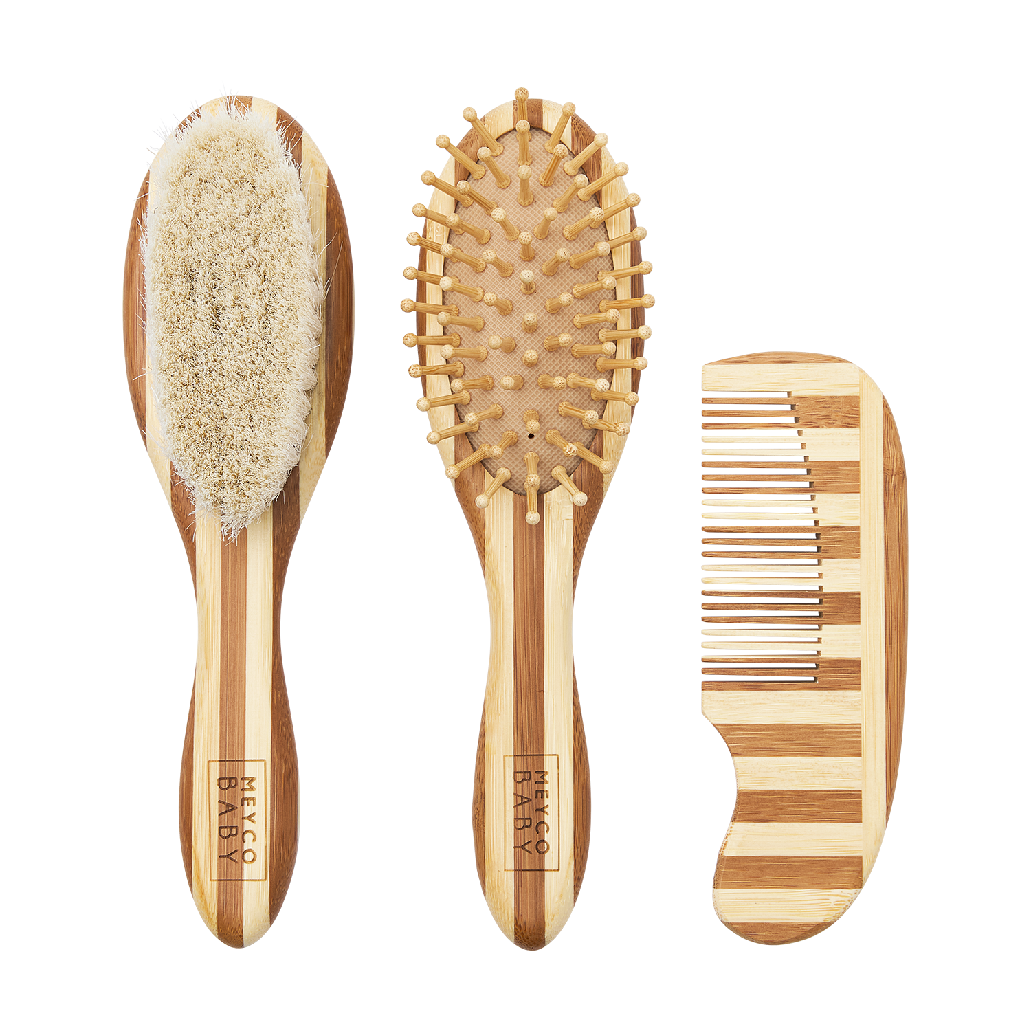 Meyco Friseurset Bambus 3-teilig Stripe Natural/Walnut Studio
