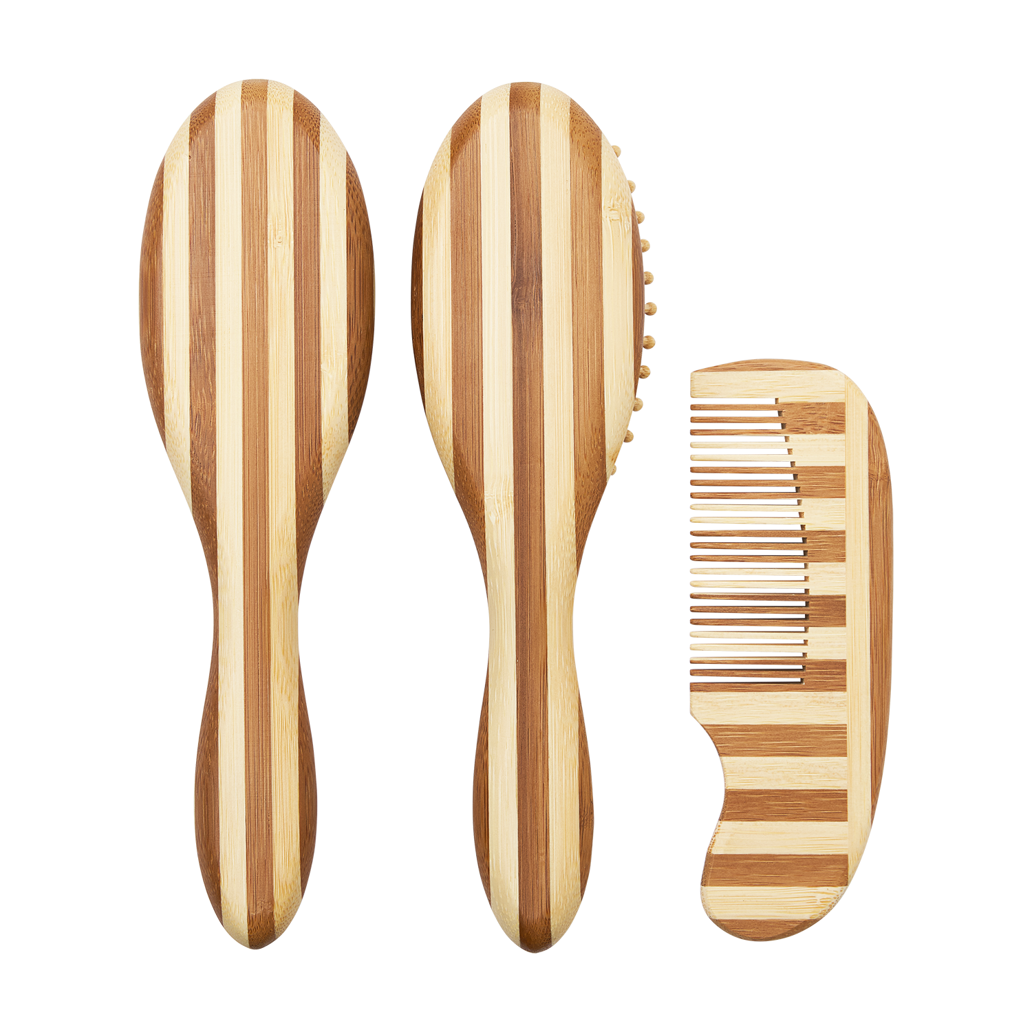 Meyco Friseurset Bambus 3-teilig Stripe Natural/Walnut